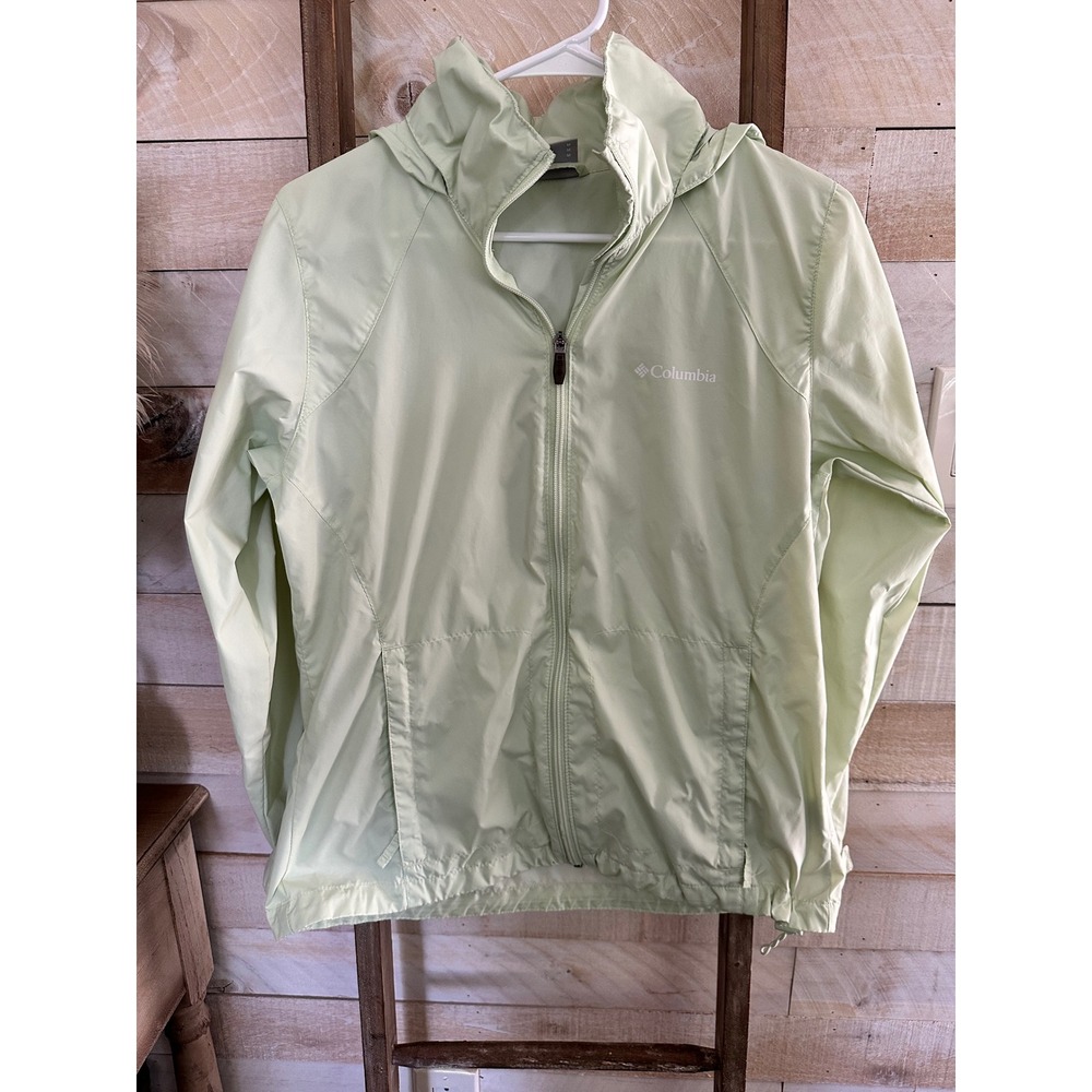 Columbia Womens Mint Green Lightweight Hooded Windbreaker Jacket Size M